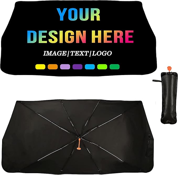 Socira Custom Windshield Sun Shade Umbrella Foldable Personalized Visor Car Umbrella Customized Sun Shade Cover Sunshade Front Window Cover Dinosaur Car Accessories Blocks Uv Rays 57" X 30"