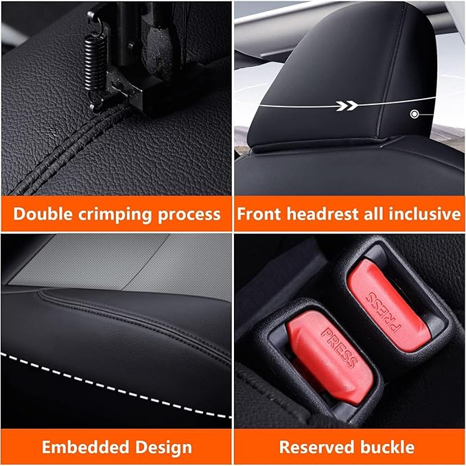 AOMSAZTO Car Seat Covers for Toyota Corolla 2014 2015 2016 2017 2018 2019 L,LE,LE Eco,Plus Sedan Car Seat Cover Full Set Waterproof, Custom Fit Full Set Faux Leather (Black+Gray, 2014-2019 Corolla)