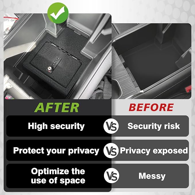 BestEvMod Center Console Safe Vault LockBox Compatible with Chevy Silverado EV/GMC Sierra EV 2026 2025 2024 Pickup Gun Safe Vault Console Storage Interior Organizer Security Anti-Theft (Not Fit ICE)