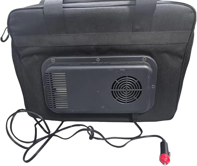 Electric Car Cooler Bag, Plug in 12V Car Cooler Bag, 25 Liter with Adjustable Shoulder Strap, Cord Storage, Road Trip Black