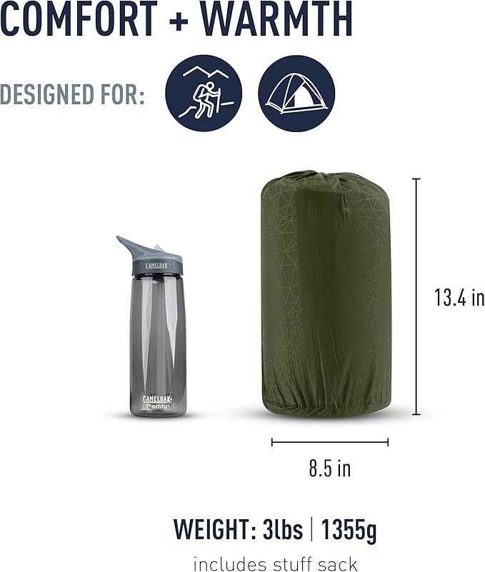 Sea to Summit Camp Plus Self-Inflating Foam Sleeping Mat for Camping, Rectangular - Large (79 x 25 x 3 inches)