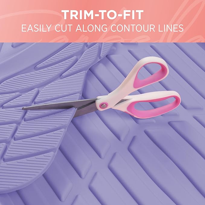Lavender Purple Car Floor Mats - Universal Trim to Fit All Weather Purple Car Accessories - Girl Car Accessories for Women & Cute Car Mats for Women Lavender Girly Car Decor Truck & SUV