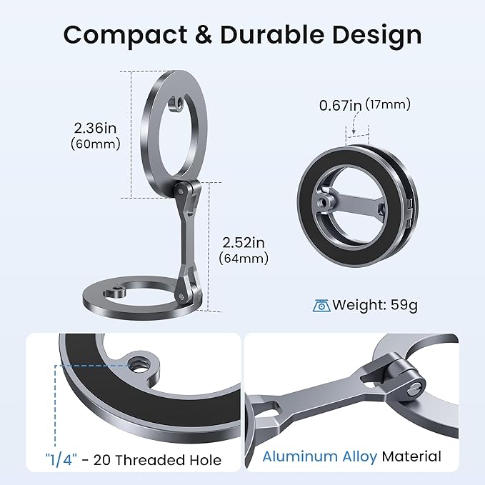 Itramax Magnetic Phone Holder for Gym,Double Ring Magnetic Gym Phone Stand,360° Adjustable Cell-Phone Mount for iPhone 17 Air 16 15 14 13 12 Pro Max,Mag/Safe Case,Metal Surfaces,Alloy Base,Golf Cart