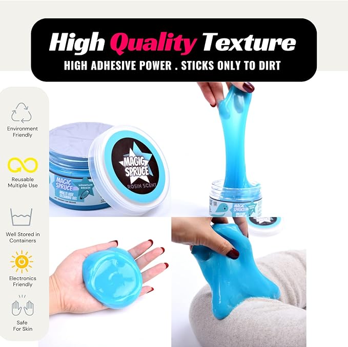 Magic Spruce Car Cleaning Gel Detailing Putty Interior Cleaner 2 Pack Car Slime Pc Laptop Computer Detail Tools Cleaning Accessories Stocking Stuffers for Men Women for Gifts for Men Women