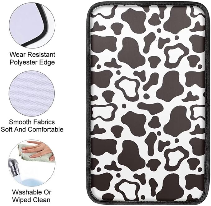 Dreaweet Car Center Console Cover Cute Cow Print Car Accessories Armrest Cover for Car Truck SUV Sedan for Women,Universal Armrest Cover for Car Center Console