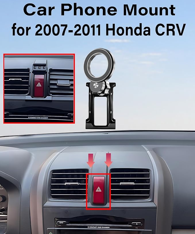 Car Phone Holder for Honda CR-V 2007-2011 CRV Accessories Compatible with MagSafe Hands-Free 360 Degree Rotation Adjustable Cell Phone Mount Does Not Affect Air Vent