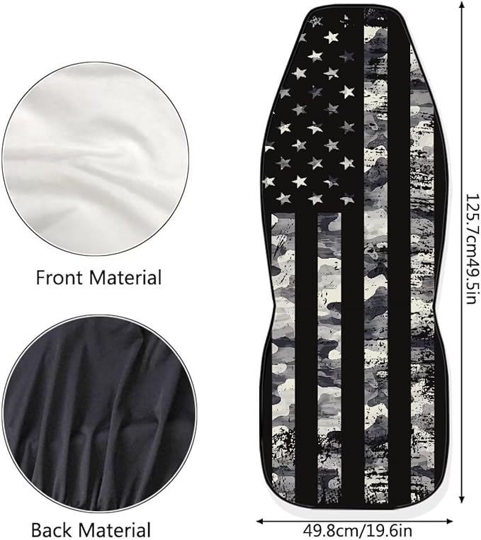 ELEQIN Squirrel Front Car Seat Covers 2pcs, Black Camo US Flag Automotive Seat Covers Car Accessories Universal Size Fit for Most Cars,SUVs&Trucks&Vans