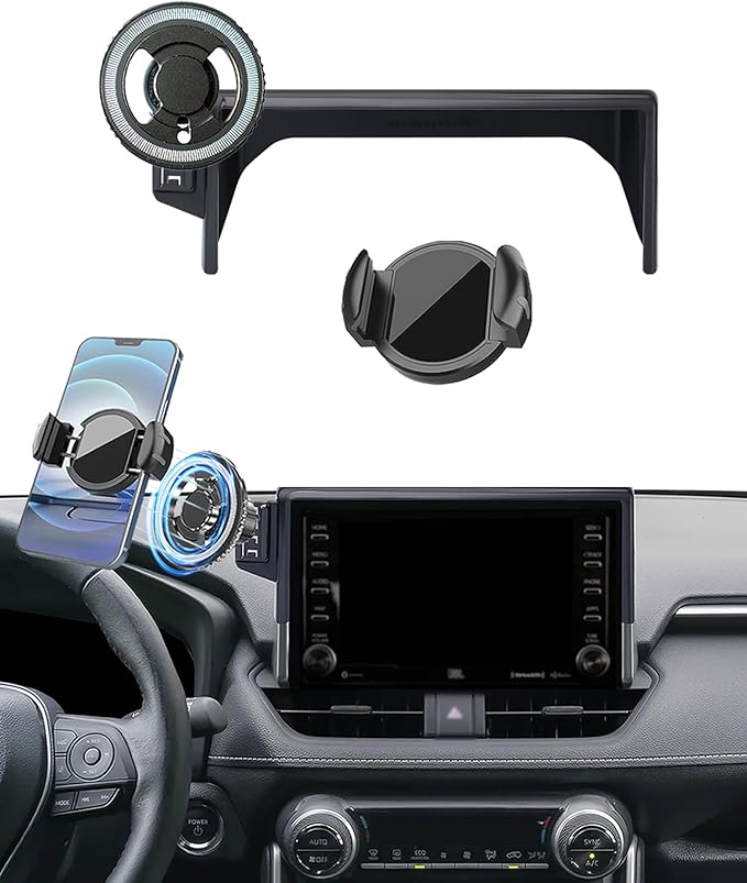Magnetic Car Phone Mount for Toyota RAV4 2019-2025 Accessories, for MagSafe Strong Magnets Cell Phone Holder 7/8-Inch Touch Screen Cradles, with Portable Phone Gripper 360° Rotation
