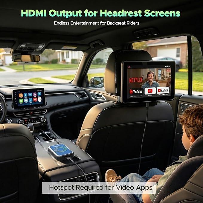 LAMTTO 3-in-1 Wireless Carplay Android Auto Adapter Built-in Net-Flix YouTube Tiktok Apps Magic Box Video Player with 5.8GHz WiFi USB Drive Convert Wired to Wireless for OEM CarPlay Cars (2016-2024)