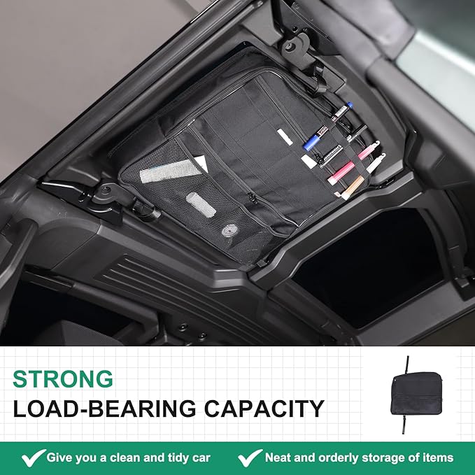 Roof Organizer Bag Storage for Hummer EV Accessories Sunroof Rooftop Panel Waterproof Foldable Heavy Duty Hardtop Cargo Carrier Bag Overhead for Hummer EV SUV Pickup 2022-2025 2026 (Rear Roof-Left)