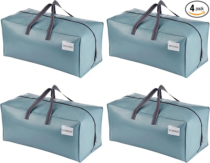 VENO 4 Pack Heavy Duty Moving Bags with Backpack Straps, Zippers & Handles, Extra Large Packing Bags for College Dorm Essentials, Moving Supplies Alternative to Cardboard Moving Boxes