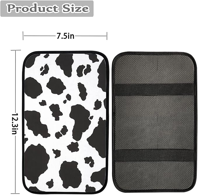 Dreaweet Stylish Cow Print Auto Center Console Pad,Car Armrest Pad Car Armrest Seat Box Cover Protector for Most Vehicle, SUV, Truck, Car