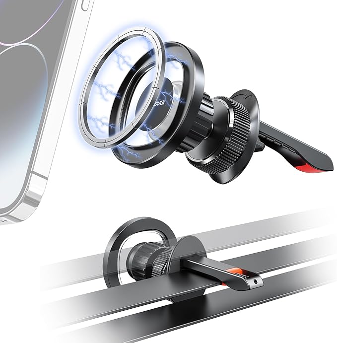 Esoulk Vent Magnetic Phone Holder, MagSafe-Compatible Phone Mount with Car Air Vent Clip, Strong Magnetic Car Mount for iPhone, Compact Car Cell Phone Holder Vent Accessories