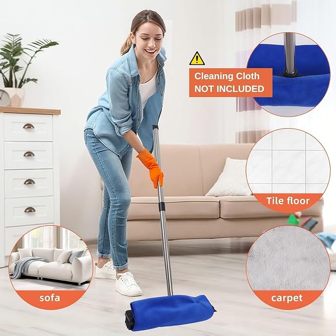 Pet Hair Remover Carpet Rake Reusable Rubber Broom with Squeegee for Sweeping Pet Hair Removal Tool 59" Long Handle Cat and Dog Hair Remover for Rugs, Carpet, Hardwood Floor, Tile