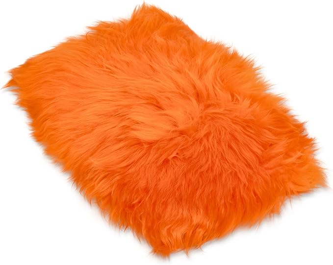 Andalus Brands Pure Australian Sheepskin Fluffy Car Center Console Cover, Luxurious Non-Shedding Furry Arm Rest Cover for Car, Versatile for All Seasons, Orange - (11.47" X 6.3")