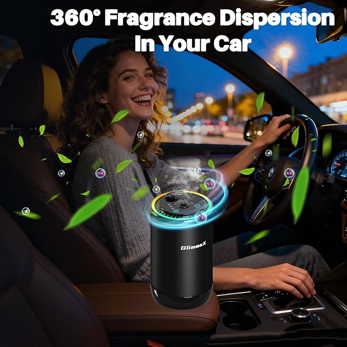 Smart Car Air Freshener Diffuser with Starry Sky Projection and 50ml Perfume, Auto On/Off Intelligent, 3 Adjustable Spray Modes Rechargeable Car Aroma Diffuser, Cologne