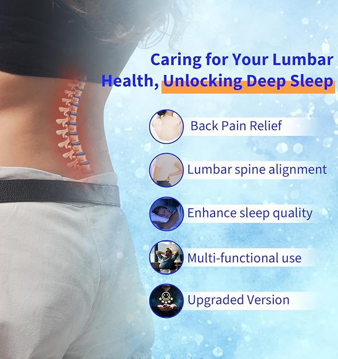 Lumbar Support Pillow for Bed Relief Back Pain: Lower Back Pillow for Sleeping - Memory Foam Waist Pillow - Cooling Back Bolster Pillow for Side, Back&Stomach Sleepers - Bed Rest Pillow for Car, Sofa
