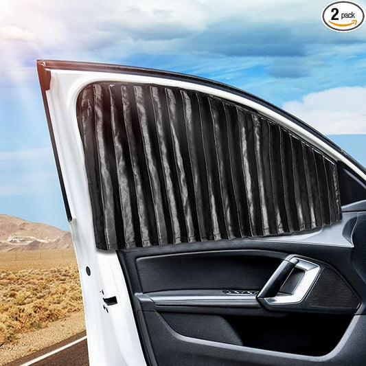 ZATOOTO Car Side Window Sun Shades - Front Privacy Magneic Black 2 Pcs Automotive Covers - Sunshades Curtain Prevent Glare and UV Rays for Baby