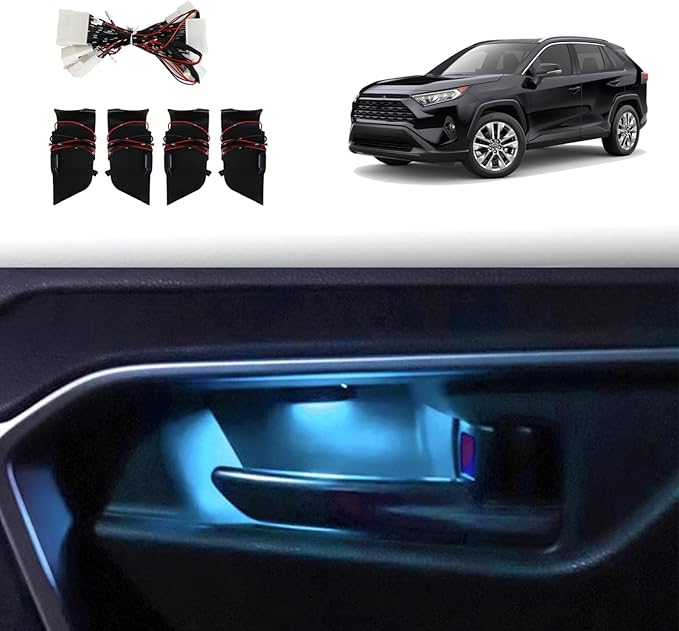 Door Bowl Light Fit for Toyota RAV4 2022 2023 2024 Inner Door Handle Accessories Bowl Shape LED Light Ambient Light Interior 4 pcs (Ice Blue)