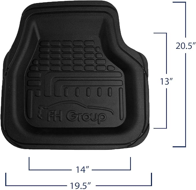 FH Group Automotive Floor Mats - Deep Dish Floor Mats, TPO Plastic Climaproof Floor Mats for Cars, Universal Fit, Trimmable Car Floor Mats, Full Set, Floor Mats for Sedan, SUV, Truck Floor Mats Black