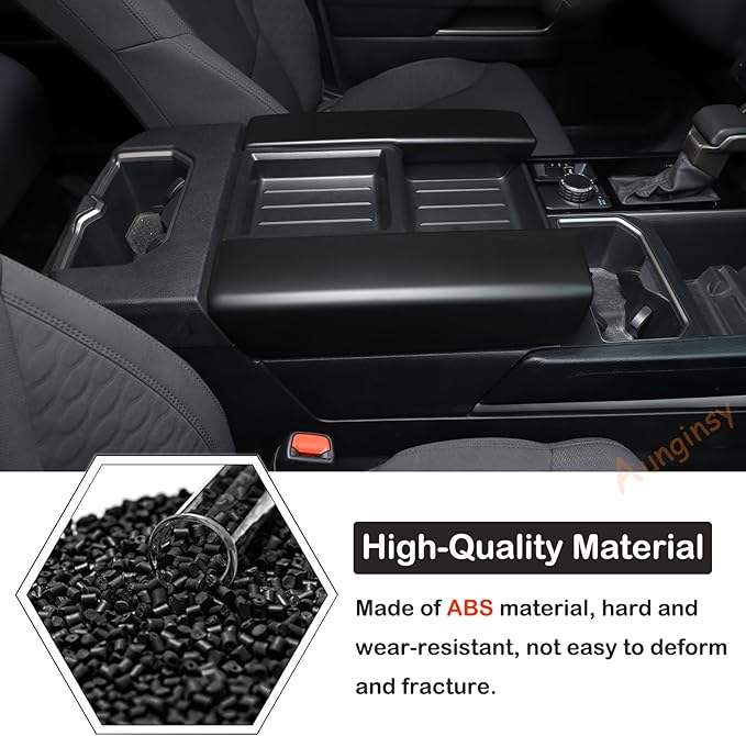Car Center Console Armrest Protector Cover Compatible with Toyota Tundra 2022+ & Sequoia 2023+, Central Armrest Seat Storage Box Cover Cushion Lid Protector Pad Waterproof Anti-Scratch ABS Accessories