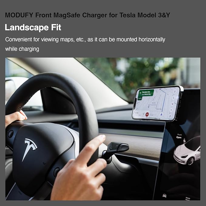 Front MagSafe Charger for Tesla Model 3 & Model Y Tesla Phone Holder Car Mount 15W Magnetic Fast Charging Wireless Left Handle