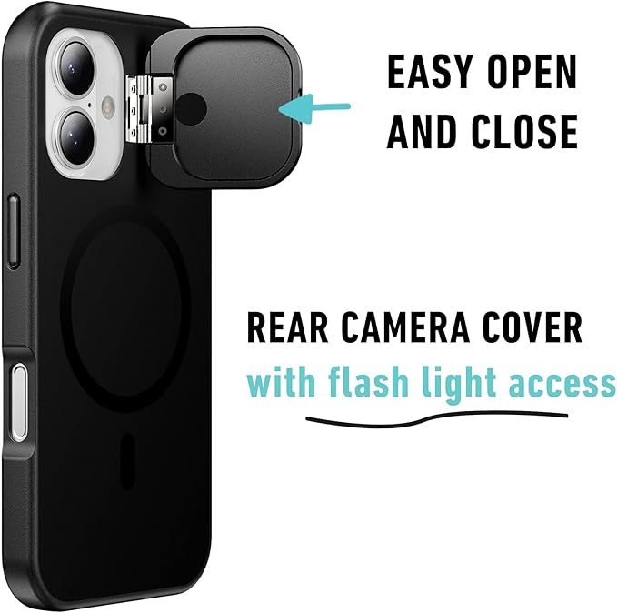 Spy-Fy iPhone 17 Privacy Case | Front and Rear Camera Covers | MagSafe iPhone Case with Lens Protection | Camera Blocker for Privacy and Safety | Slim Shockproof Phone Cover 6,3-inch Black