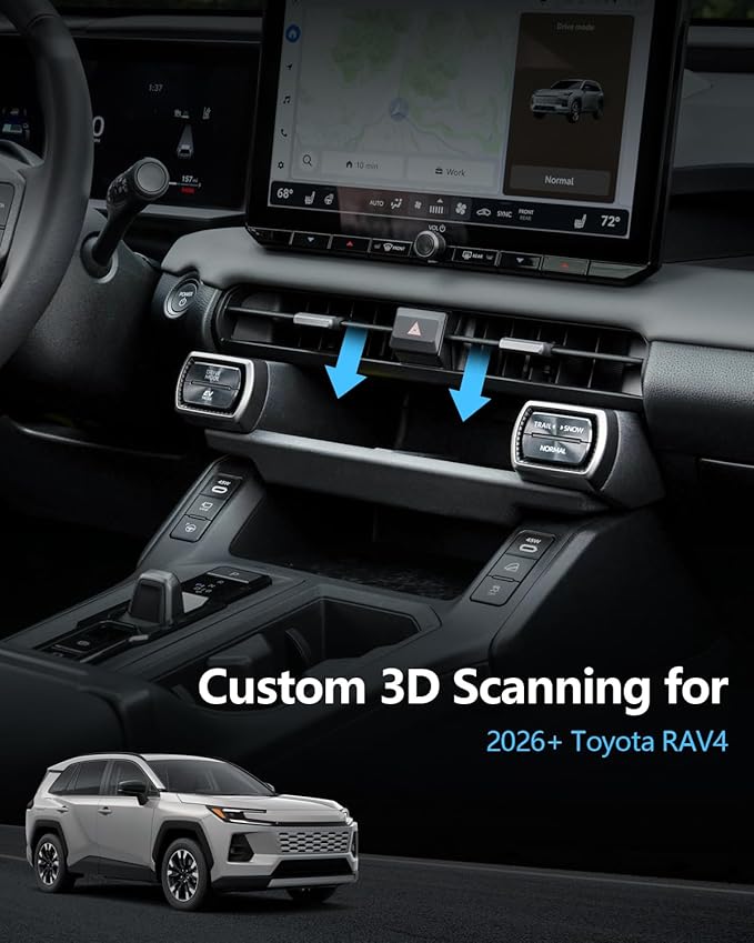 SKTU 2-Pack for 2026 Toyota RAV4 Console Tray 2026+ RAV4 (LE/SE/XLE Premium/Woodland/XSE/Limited) Drawer Storage Box & Wireless Charging Mat 2026 RAV4 Accessories Rubber Console Non-Slip Pad