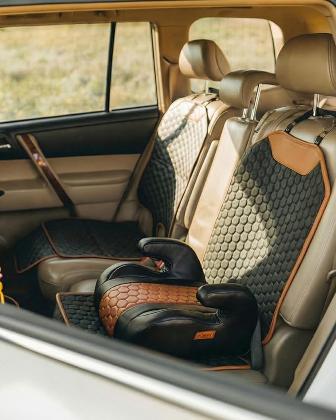 Owleys Set Seat Back Organizer & Car Seat Protector Hexy Waterproof & Non-Slip Protector for Child Car Cushion for Leather and Fabric Seats (Hexy 2pcs)