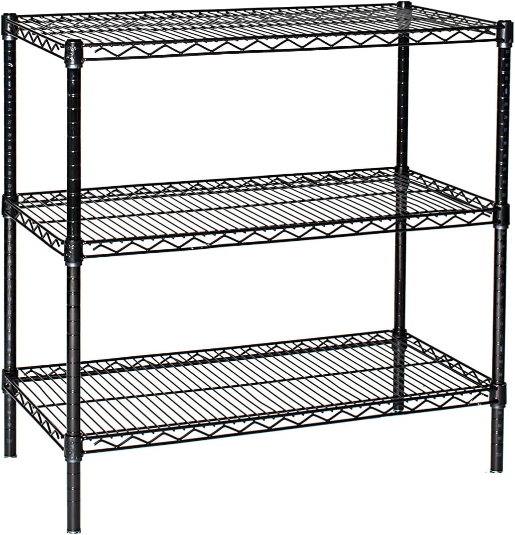 Omega 21" Deep x 24" Wide x 54" High 3 Tier Black Starter Shelving Unit