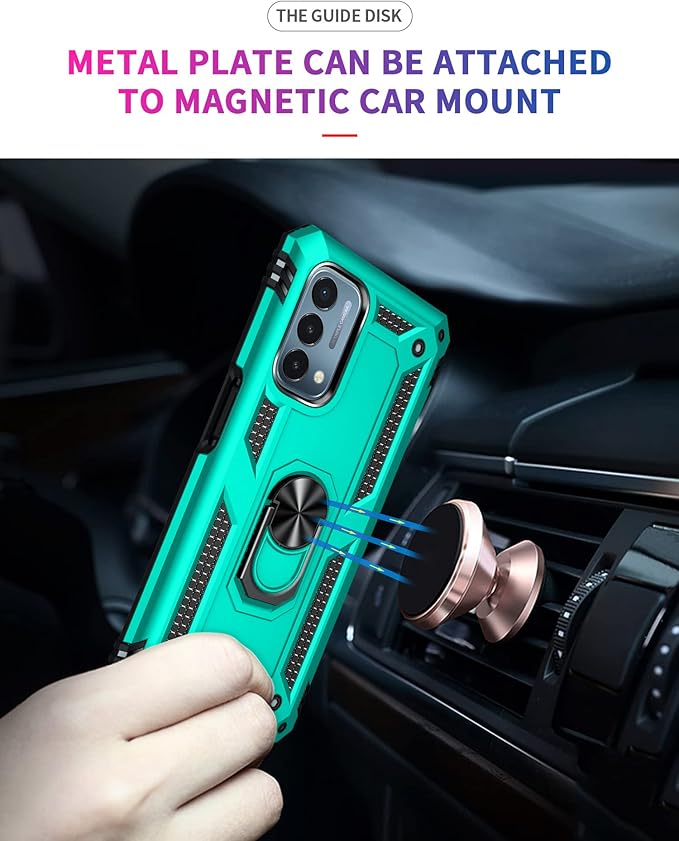 for OnePlus Nord N200 5G Case,with Screen Protector,[Military Grade] 16ft. Drop Tested Cover with Magnetic Kickstand Car Mount Protective Case for OnePlus Nord N200 5G, Mint