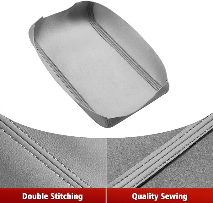 KBH Center Console Armrest Cover Replacement for Toyota Camry 2012 2013 2014 2015 2016 2017, Vinyl Leather, Car Arm Rest Replace Skin Upholstery, Ash Gray (Leather Part Only)