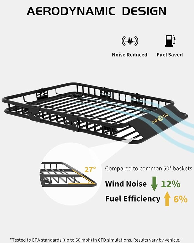 64" x 39" Universal Roof Rack Basket, 200 Lbs Capacity Rooftop Cargo Carrier Basket with 21 Cubic Feet (52" x 39" x 18") Waterproof Luggage Bag, for Suvs, Trucks, Vehiclesor Suvs, Trucks, Vehicles