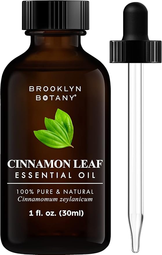Brooklyn Botany Cinnamon Leaf Essential Oil - 100% Pure and Natural - Premium Grade Oil with Dropper - for Aromatherapy and Diffuser - 1 Fl Oz