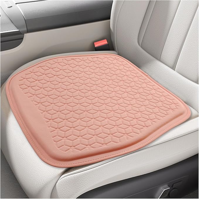 Gel Car Seat Cushion, Non-Slip Breathable Automotive Front Seat Bottom Cushion Pad, Comfortable & Cooling Seats Cover Interior Mat for Sedans SUVs Trucks, Car Accessories (Pink)