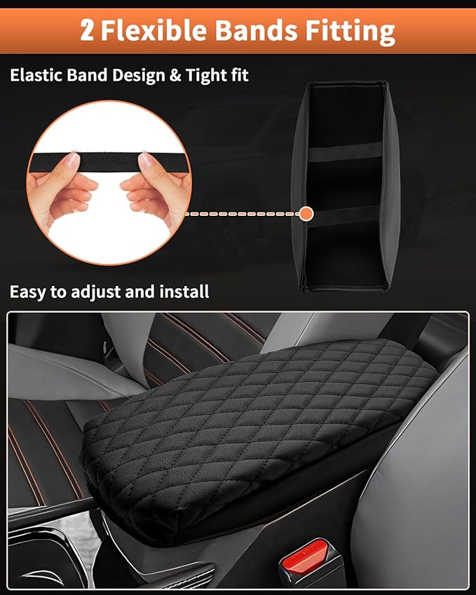 Shademax Center Console Cover for Nissan Kicks S SV SR 2025 2026 Accessories, Kicks Armrest Cover Center Console Cushion Pad Leather Middle Console Arm Rest Seat Box Lids Protector