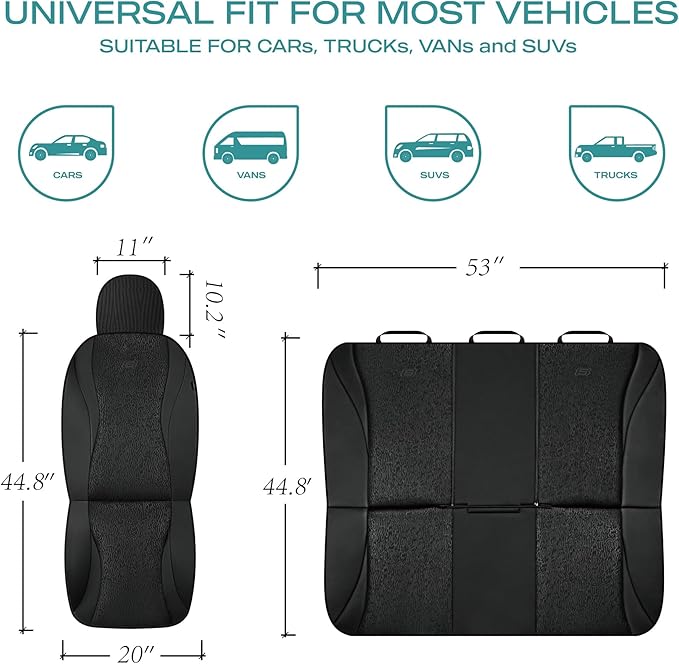 Skechers Car Seat Covers,Leather Seat Covers with GOGA Mat Technology,Waterproof Car Seat Covers Front Seats,Airbag Compatible,Comfort Universal Fit for Most Cars,Vans,Trucks,SUVs,Black