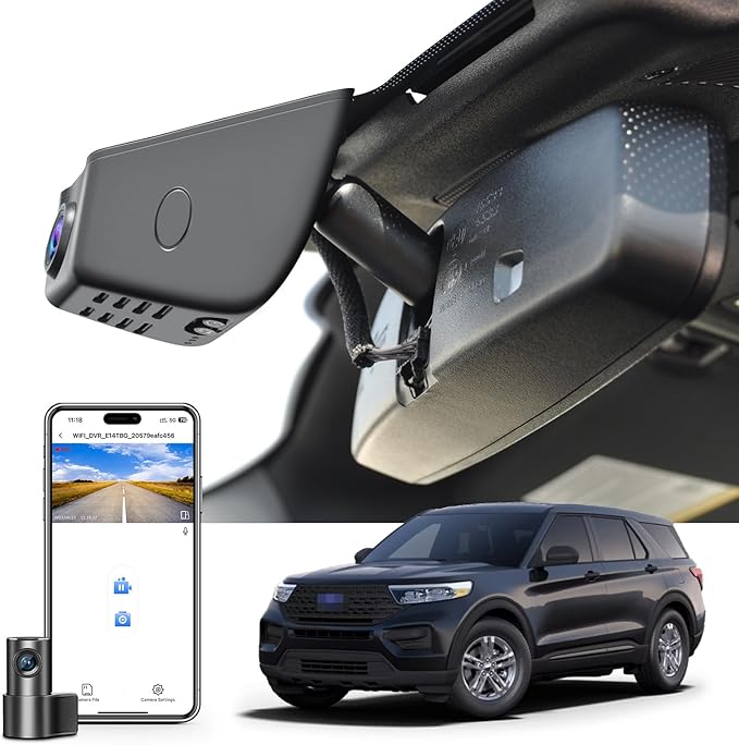 Mangoal Front 4K & Rear 1080p Dash Cam for Ford Explorer U625 2020 2021 2022 2023 2024, Base XLT ST_Line Limited Timberline Platinum King Ran(Model A), UHD 2160P Video, WiFi & App, 128GB Card
