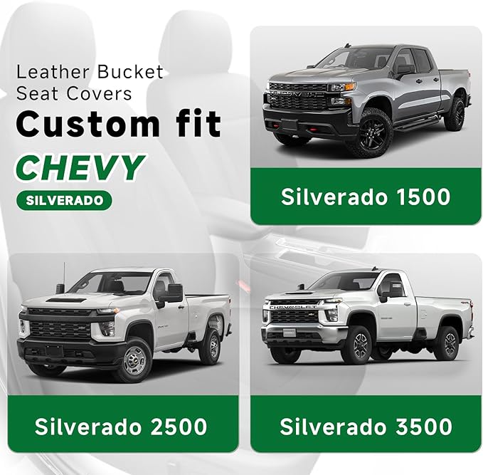 GIANT PANDA Fit Chevy Silverado 1500 2500 3500 Front Car Seat Cover, 3D Air Mesh Breathable Seat Protector, Black(2-Pack)