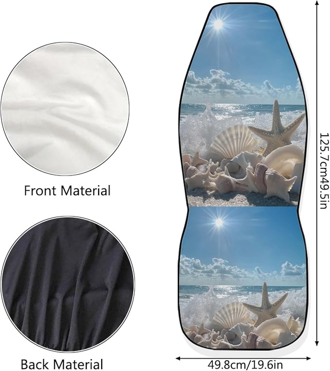 BIGCARJOB Ocean Style Universal Car Seat Cover 2pcs Bucket Seat Covers Holiday Travel Car Front Seat Saddle Mat Covers