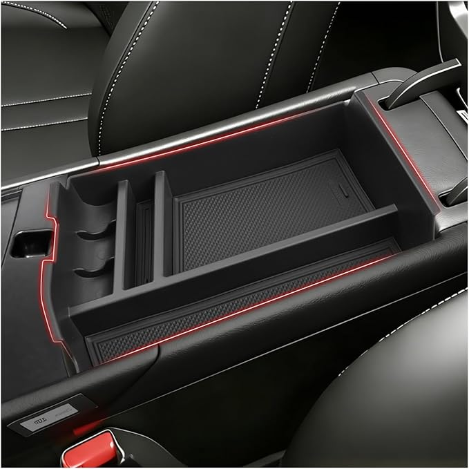 Autorder Center Console Organizer for 2024 2025 2026 Hyundai Sonata Accessories Car Armrest Storage Box Middle Console Tray Container with Non-Slip Silicone Mats