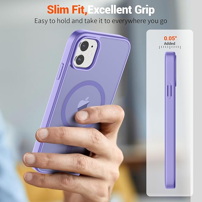 SUPFINE Magnetic for iPhone 11 Phone Case(Compatible with MagSafe)(Military Grade Drop Protection) Slim Translucent Matte Shockproof with Anti-Fingerprint Phone Case,Purple