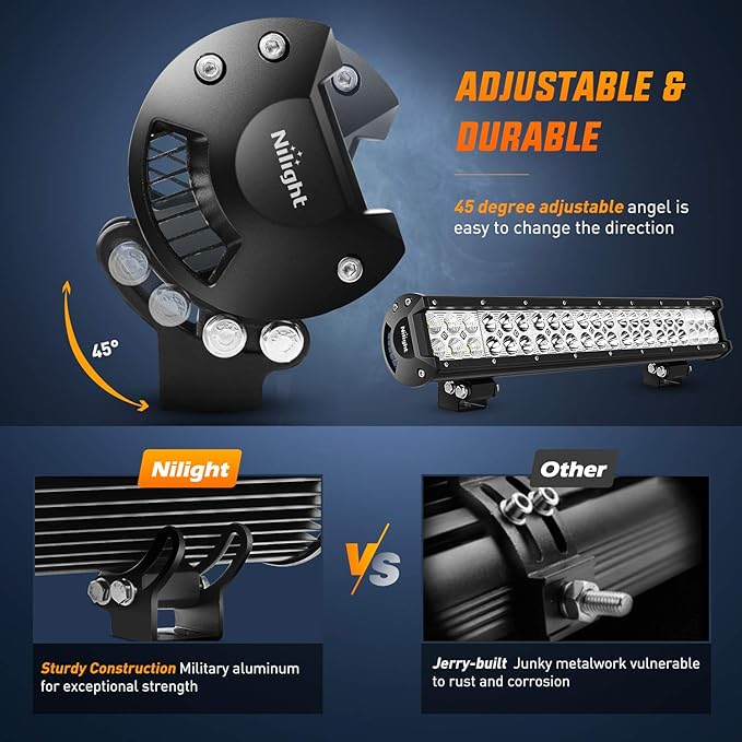 Nilight - ZH006 LED Light Bar 20 Inch 126W Spot Flood Combo Led Off Road Lights with 16AWG Wiring Harness Kit-One Lead, 2 Years Warranty