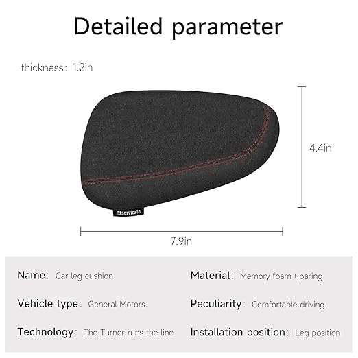 Alcantane style car leg knee pads memory foam car center console knee cushions car leg pads protect knee and leg elbow pads car copilot Universa version (Red line right leg pad)