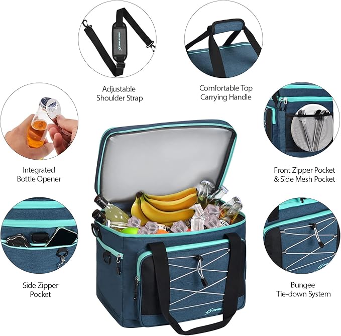 Maelstrom Portable Collapsible Soft Cooler Bag – 24/30/60 Cans Double-Deck Leakproof Ice Chest for Beach, Camping & Grocery