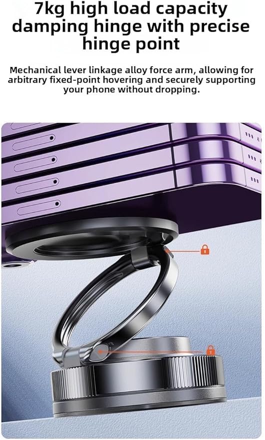 Upgraded adjustable vacuum magnetic car phone holder, strongest suction cup phone holder, 360° foldable car holder, suitable for cars/mirrors/smooth surface, compatible with iPhone and Android (black)