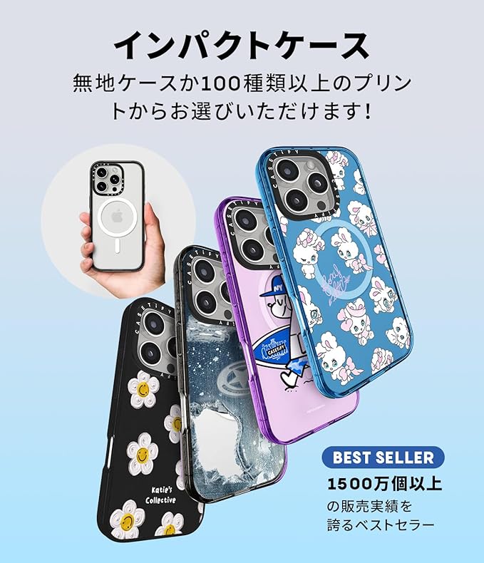 CASETiFY Impact Case for iPhone 15 Pro Max [4X Military Grade Drop Tested / 8.2ft Drop Protection/Compatible with Magsafe] - Stickers Prints - PP-0008 - Clear Black