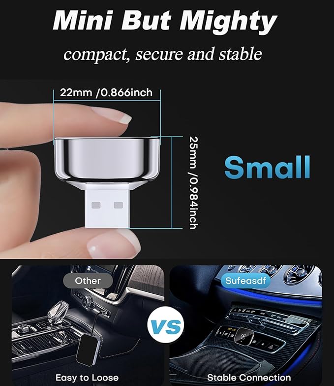 2026 Upgraded Wireless CarPlay Adapter& Android Auto Adapter, Mini&Stable CarPlay Wireless Dongle for iOS 10 Android 11 and Above(Black)