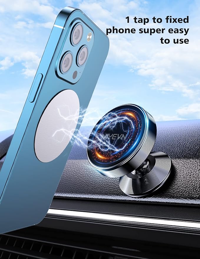 [2 Pack Magnetic Phone Holder car,[360°Rotation] car Mount Magnet,[4 N52 Magnets] Super Magnetic Force is Suitable for Most iPhone and samsumg Smartphones ，Black Phone Holder (Black)