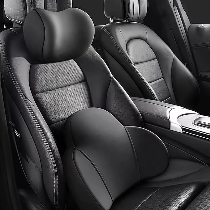 Headrest Neck Lumbar Pillows Car Seat for Toyota Hilux 2022-2024, Universal Ergonomic Back Support Cushion, Comfortable Breathable Cover for Office Home, B/Gray